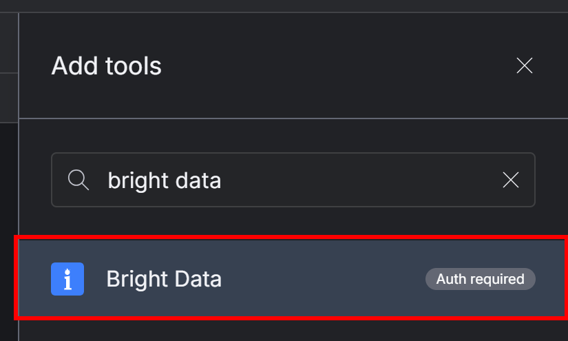 Выбор разъема Bright Data