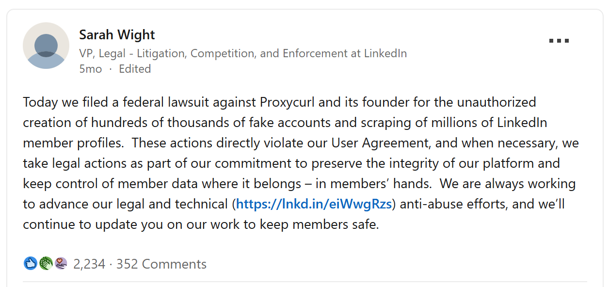 Сара Уайт опубликовала пост на LinkedIn