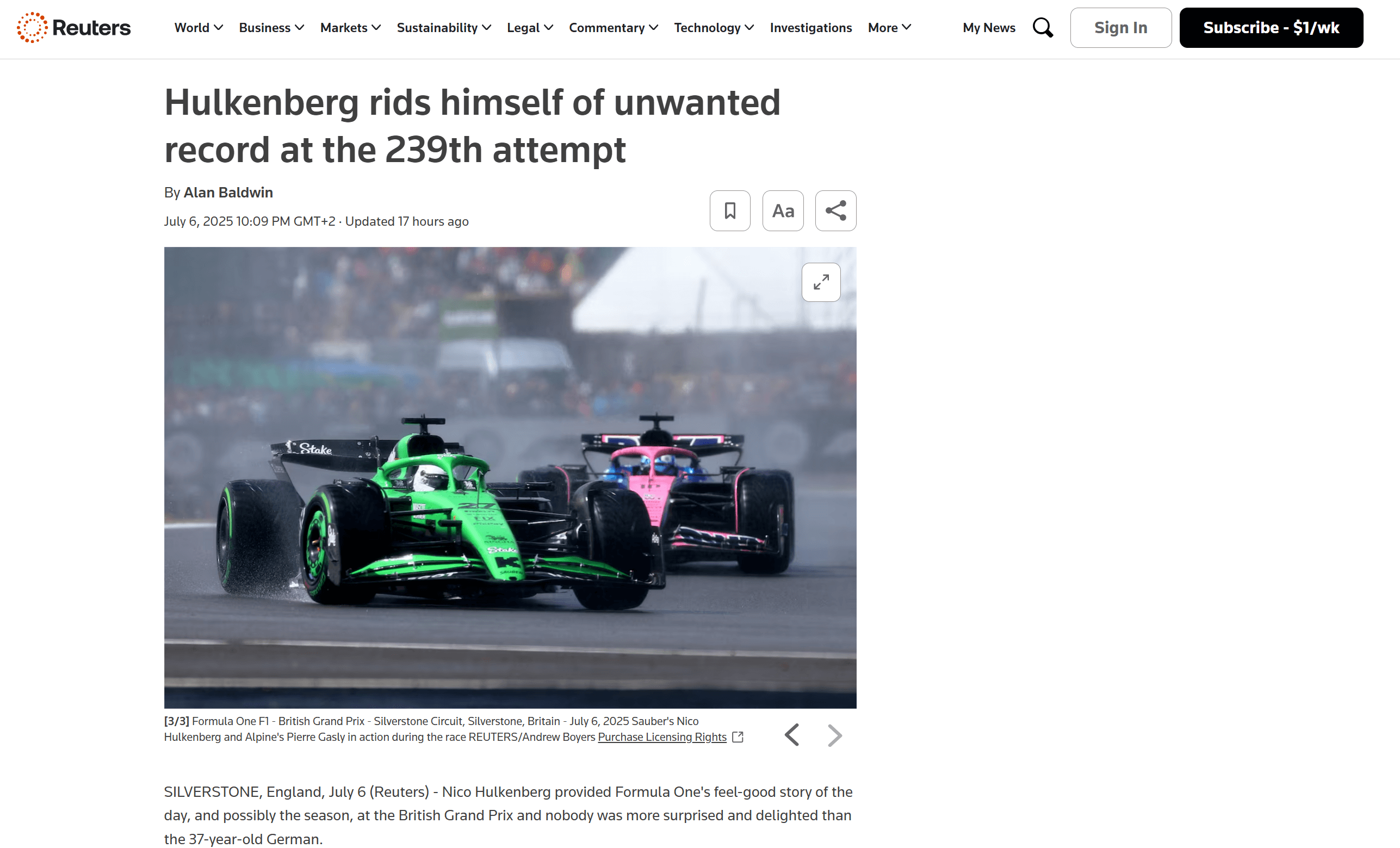 Целевая страница от Reuters