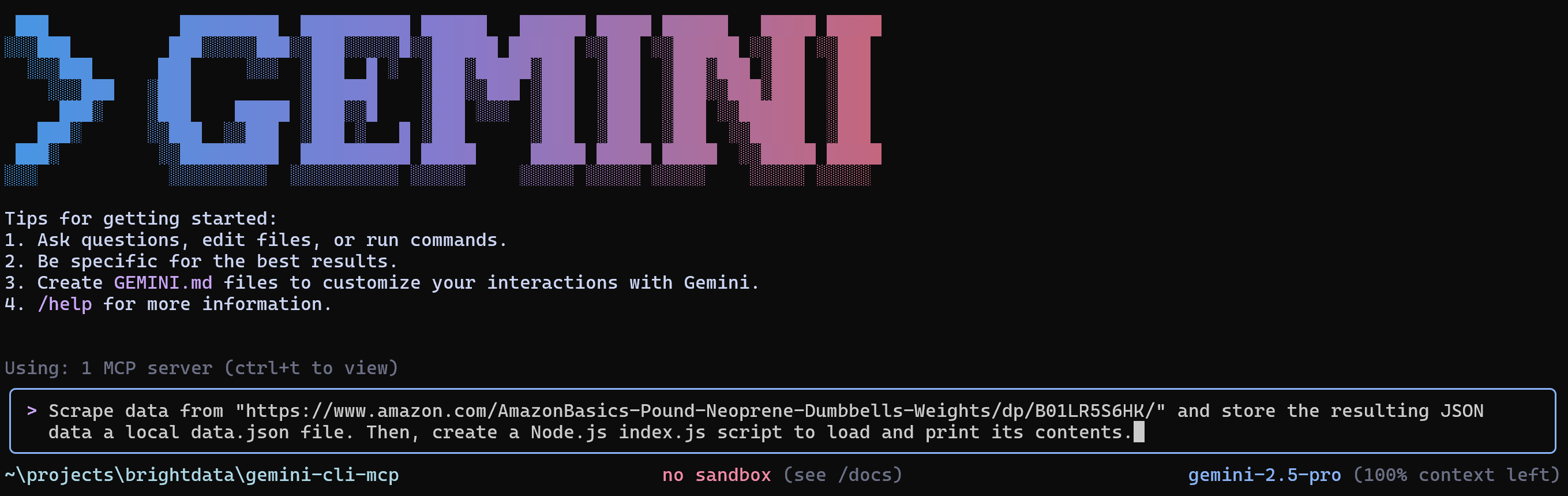 Подсказка в Gemini CLI