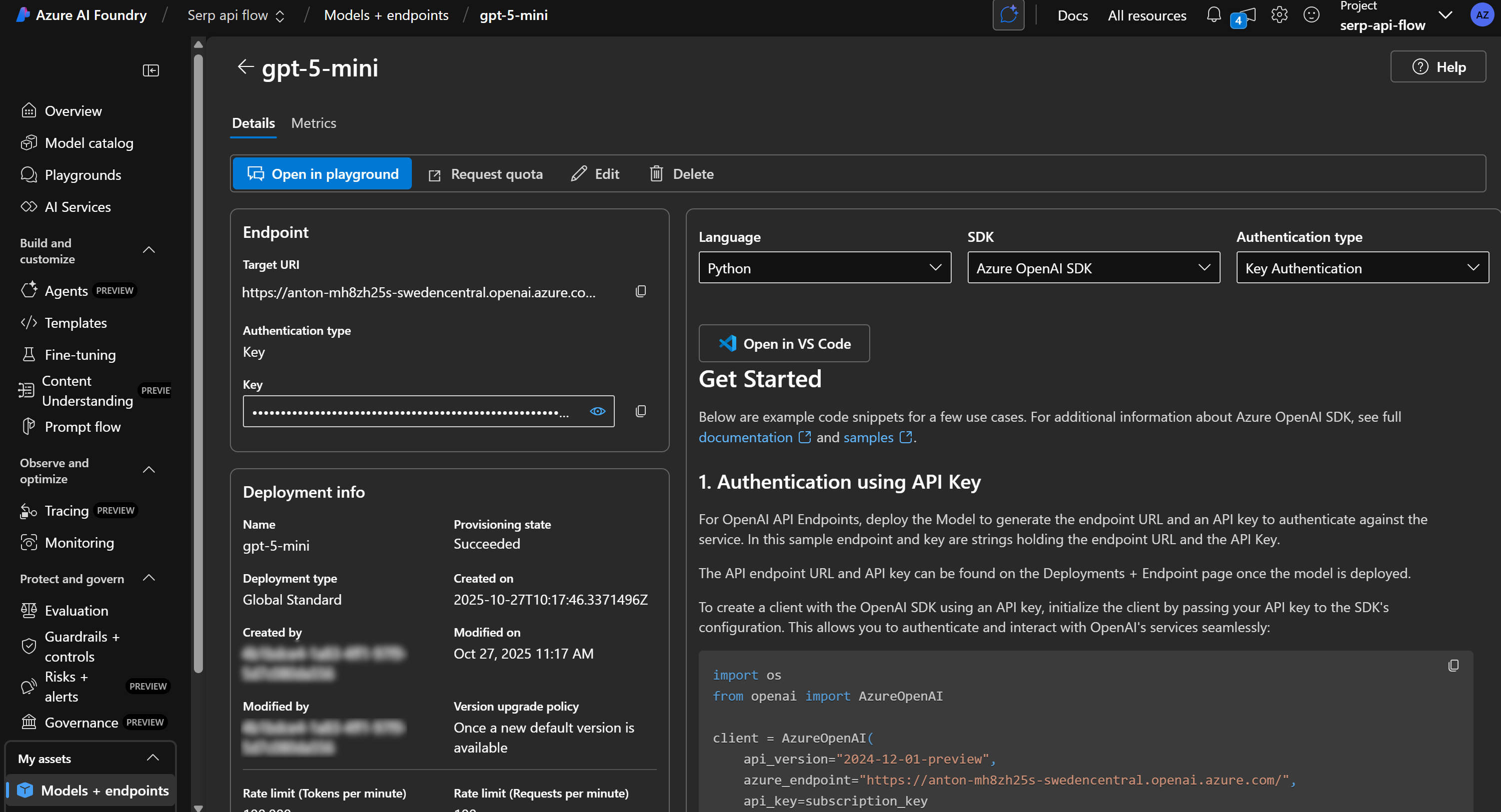 The gpt-5-mini page for the adopted model