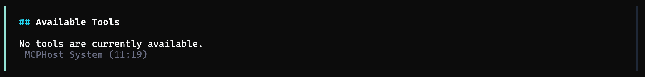 The output of the “tools” command