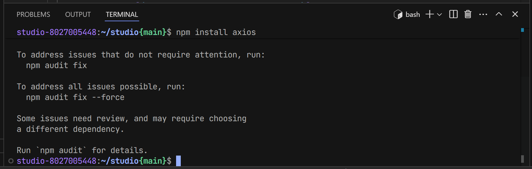Installing Axios in your project